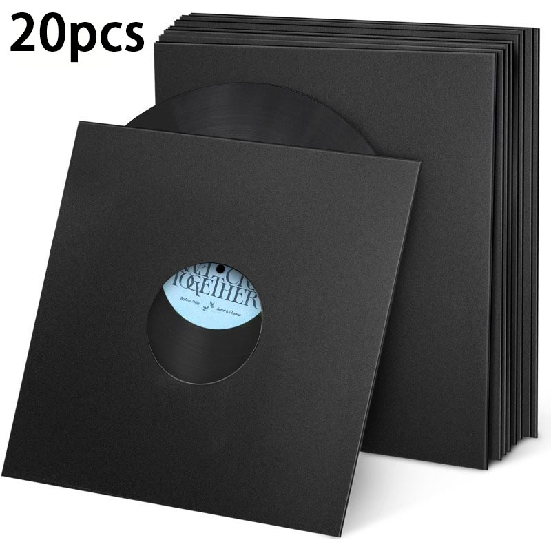 TEMU 20pcs 30.48cm Vinyl Record , Matte Black 110gsm Thick Cardboard Vinyl Record Covers, Protective Outer Vinyl Sleeves , Archival Storage Record