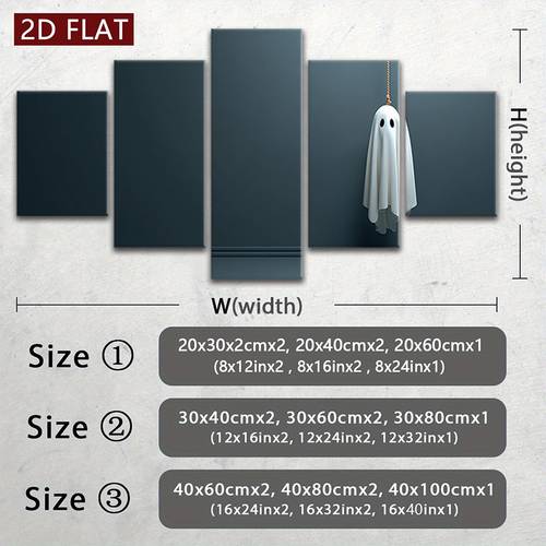 2d flat 2d flat set of 5 framed ghost artwork style canvas prints suspended ghost poster creepy atmosphere artworks gothic wall decorations prints suitable for living room bedroom hallway hotel cafe