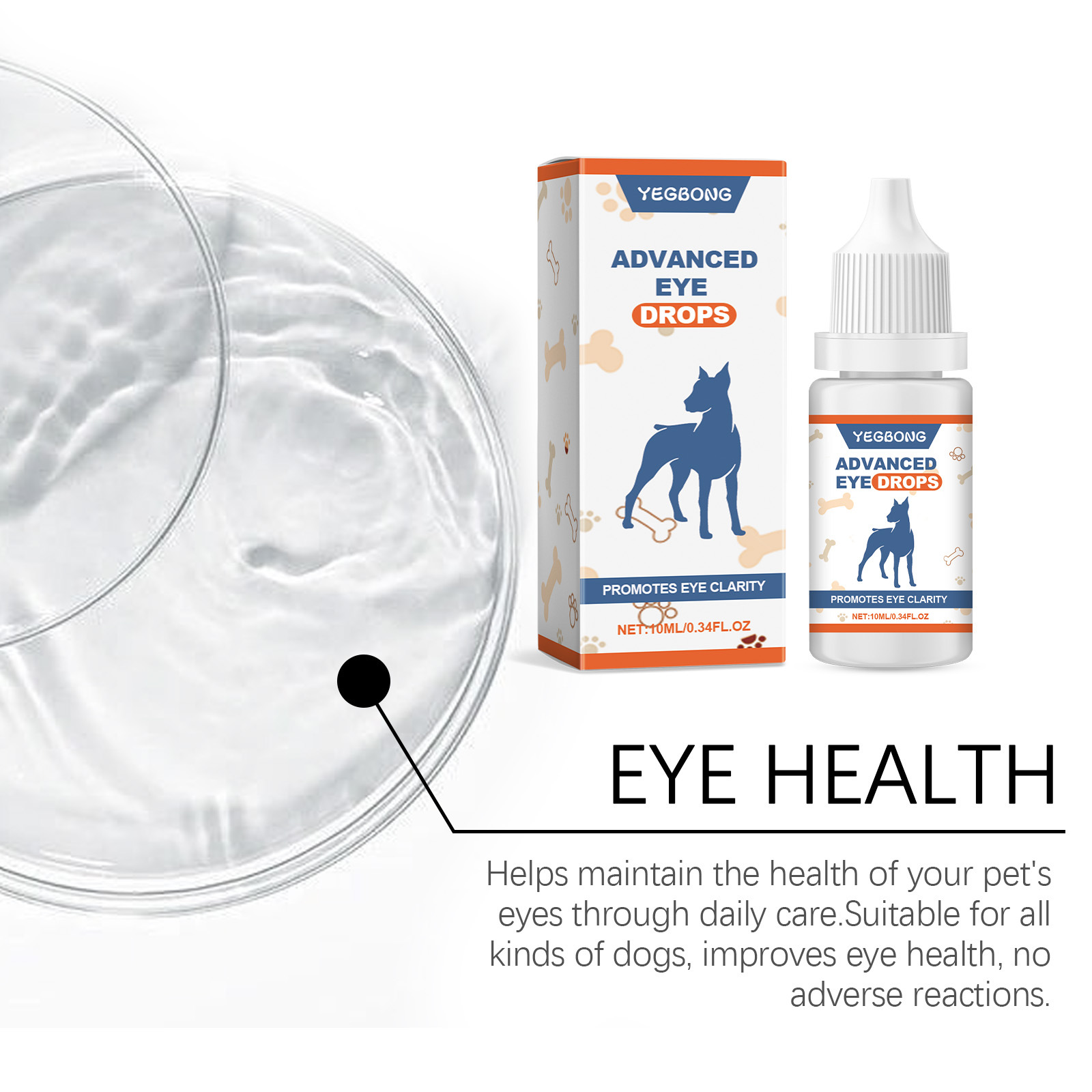 Yegbong Advanced Eye Drops for Dogs, 10ml/0.34fl.oz, Promotes Eye Clarity, Premium Pet Eye Care Solution, Effective Eye Health Support for Canine, High - Quality Dog Eye Drops for Global Pet Owners