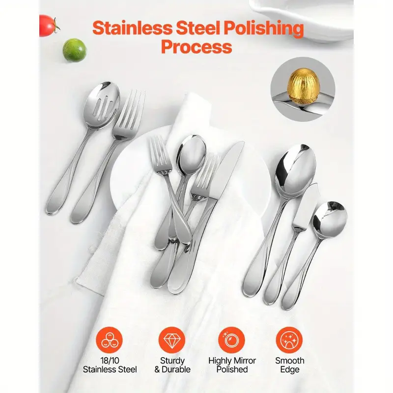 65pie silveryware set stainless steel cutlery flatware utensil kitchen for 12 Product details 2