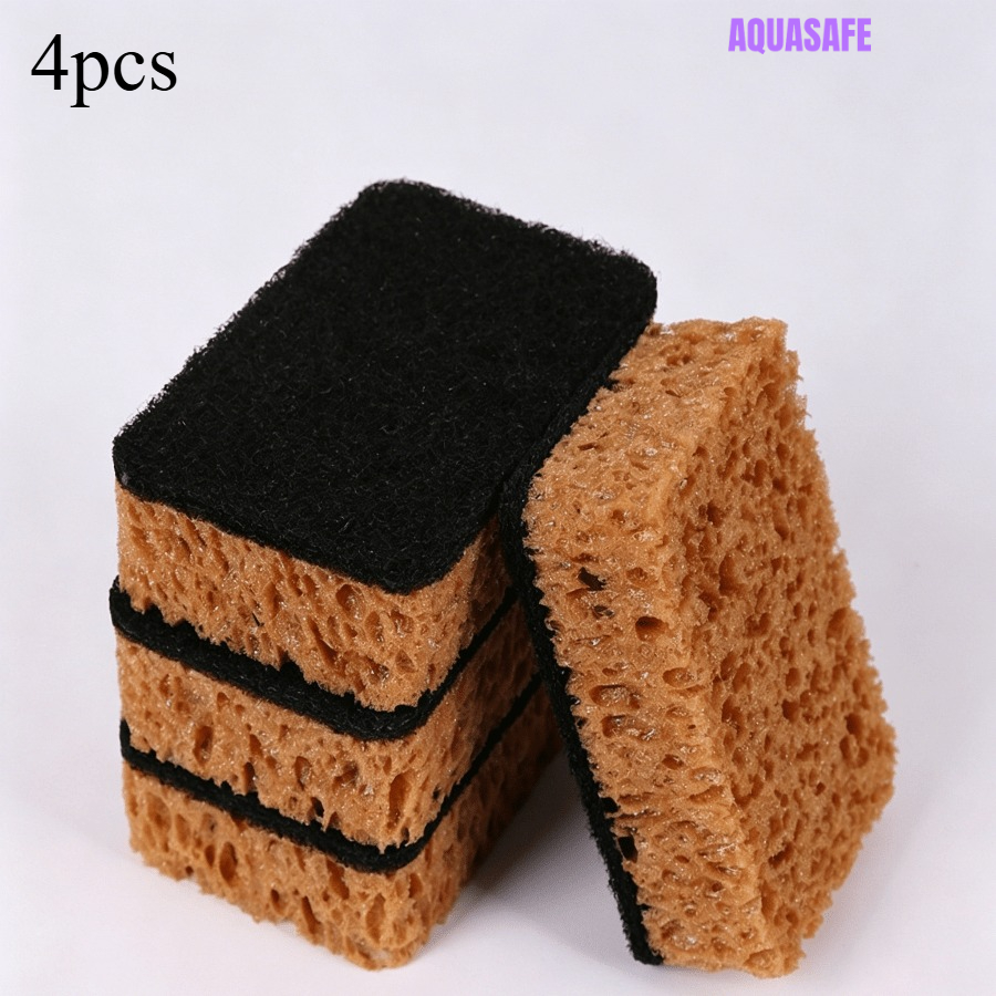 TEMU 4pcs d'éponge à vaisselle polyvalents et durables, tampons à récurer en éponge d'algues à mousse haute, chiffon de nettoyage de cuisine, forte