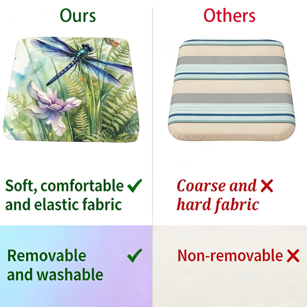 1pc Silent Winged Dragonfly Pattern Courtyard Chair Seat Cushion, Indoor And Outdoor Seat Cushions, Back Cushions, Size 19.7*17.7*1.57inch, Suitable for Garden Chairs, Office Chairs And Floor Seats. Soft And Comfortable