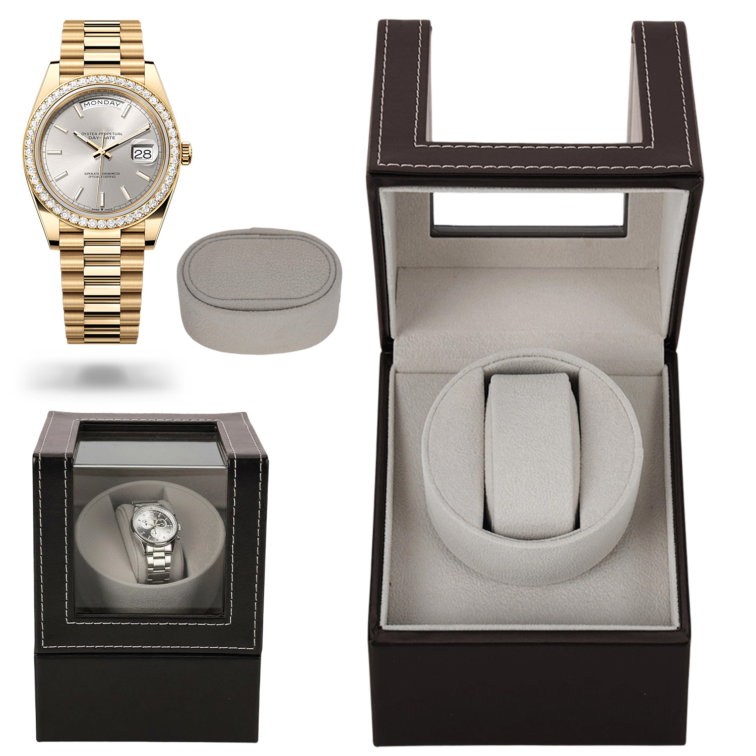Automatic Watch Winder For Self-winding , Rotating Display Box For Watches, Storage Solution With Soft, Watch Cushions