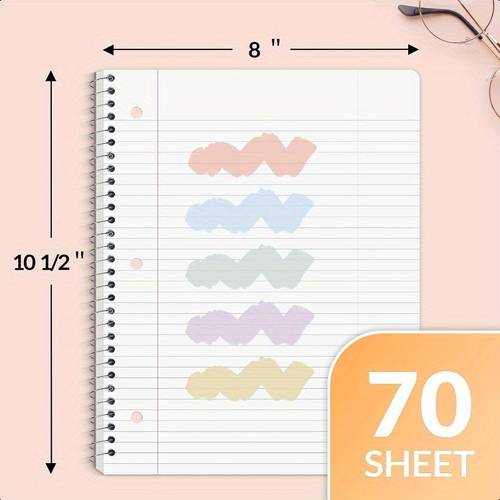 spiral notebooks 6 pack 1subject college ruled paper 8 x 101 2 70 sheets per notebook assorted pastel colors spiral notebooks for school