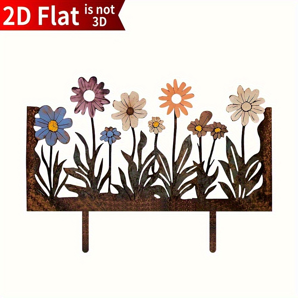 TEMU 2d Flat - 【2d Flat】 2d Flat - [2d Flat] 2d Flat 1pc Retro Style Multicolor Floral Acrylic , Outdoor Yard Decor Label, And Weather-resistant,