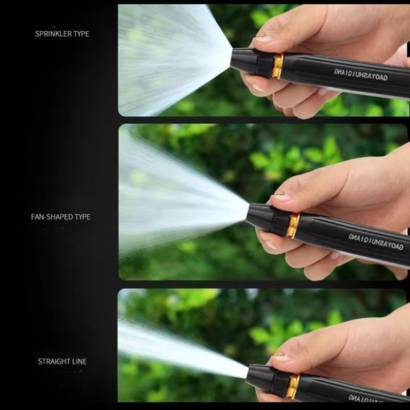 high pressure water gun nozzle for car washing suitable for home use to rinse and water plants and vegetables featuring a powerful reinforced soft hose nozzle