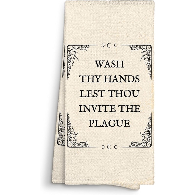 TEMU 1pc 18*26inch Kitchen Towels Funny Bathroom Decorative, Neutral Funny Cloths Towel Gifts For Women, Wash Thy Hands Invite Bathroom Towel Decor