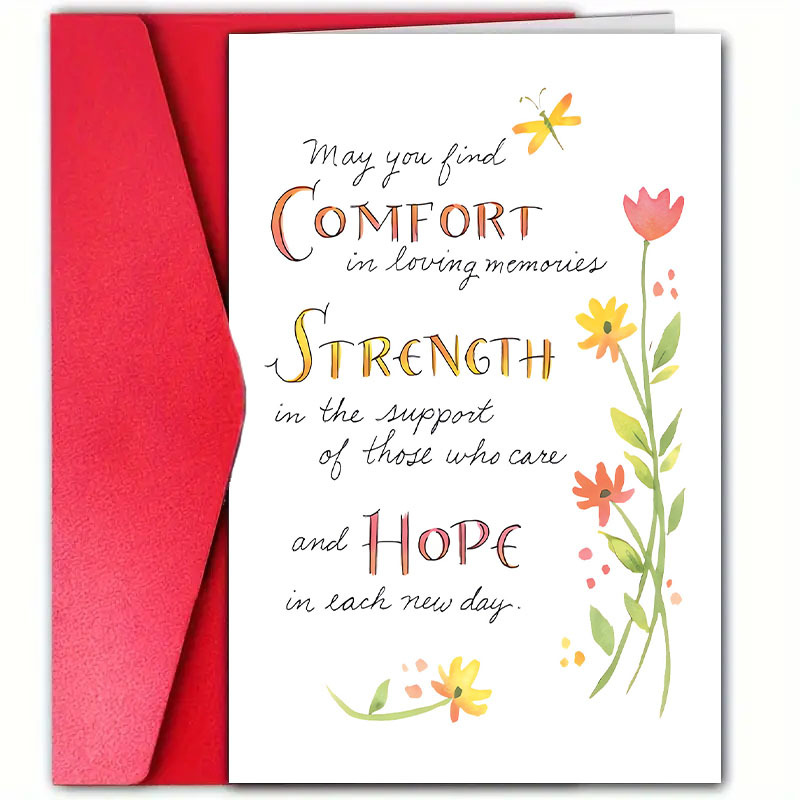 

1pc Sympathy Greeting Card, Comforting Message For Loss, Strength & Hope, Paper Condolence Card With Envelope, For Family, , Neighbors, Pet Owners