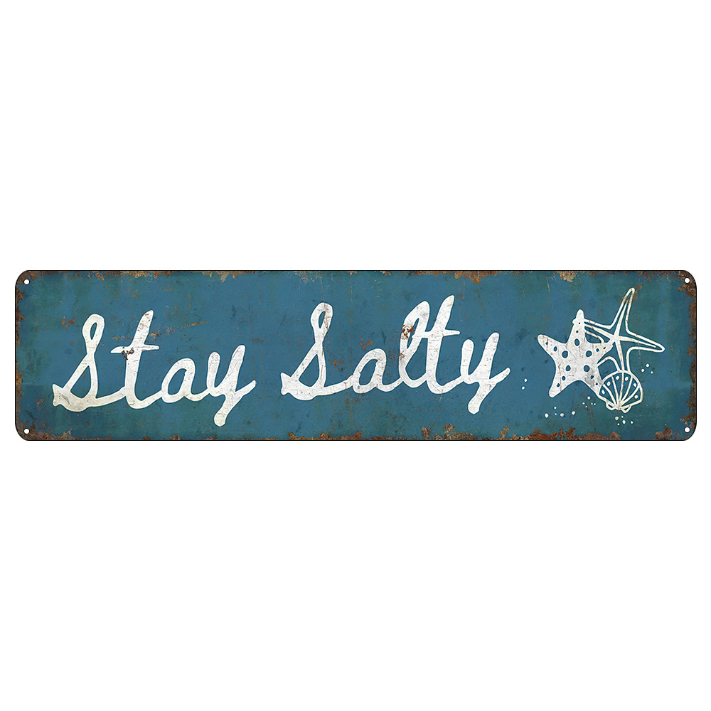 TEMU 2d Flat Design, Featuring A Salt Symbol, Uv Printed Aluminum Wall Decor, Measuring 15.75 Inches By 3.94 Inches, Ocean-themed, No Power Required,