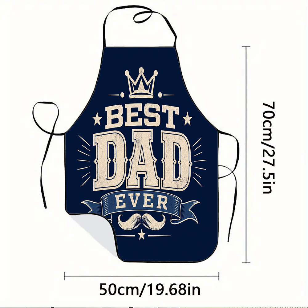 TEMU 1pc Best Dad Ever Funny Print Apron Suitable For Cooking, Gardening, Picking - Adjustable Waistband, Durable & Easy-clean Polyester Apron With