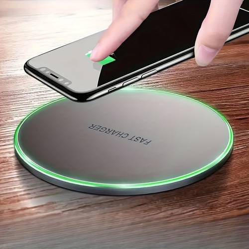 portable travel charger round thin design 15w fast charging magnetic wireless charger with usb interface compatible with iphone voltage 36 charging function no battery required