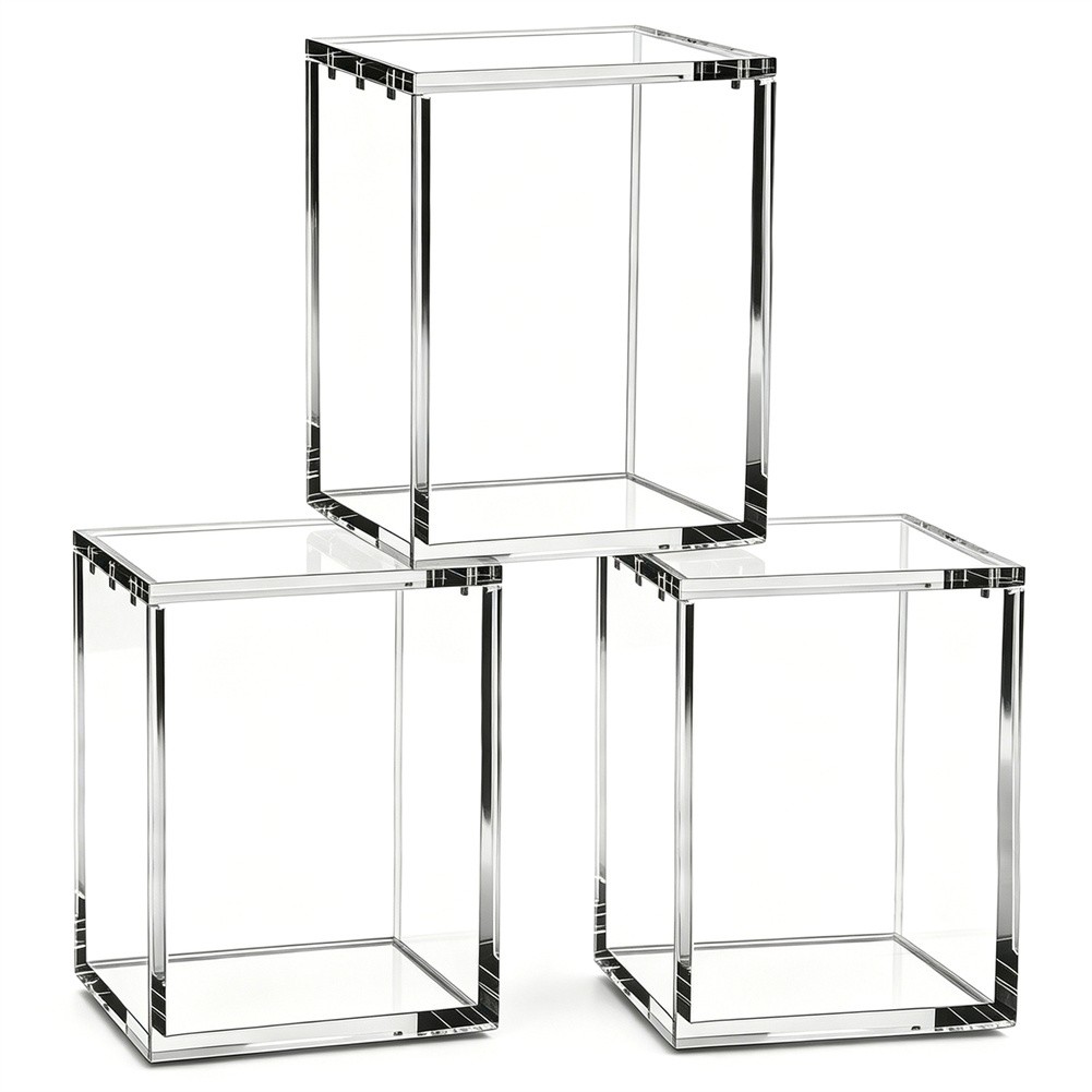 TEMU 3pcs Booster Bundle Case Suitable For Trading Card Holders, Tcg Storage Box With Clear Acrylic Box & Magnet Lid, Stackable Protector For ,