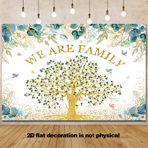 2D Flat, 2D Flat - 2D Flat Party Banner/Backdrop 1pc, Stylish Tree Backdrop Warm Reunion for Cozy Site Decor And Precious Portrait Photography