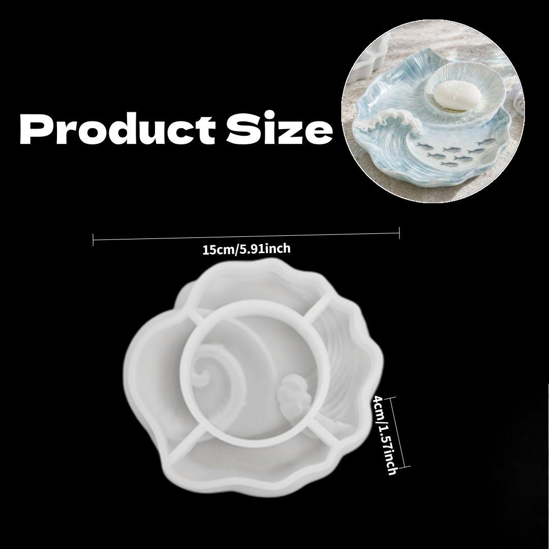 TEMU Molde de silicona de resina con forma de concha y , molde flexible de yeso de cemento para joyería , de recuerdos, bandeja para llaves,