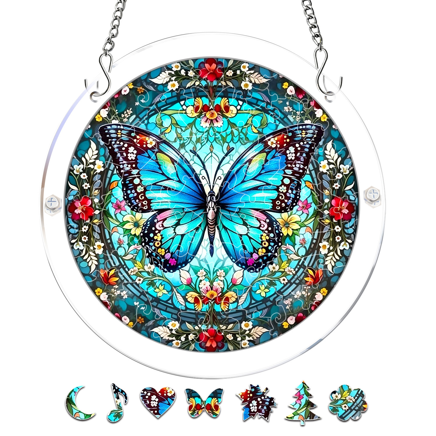 TEMU 1 Set Of 24pcs Acrylic Puzzle Sun Catchers, 11.8cm Adult Summer Garden Sun Catchers, Suitable For Courtyard And Garden Decoration, Birthday Gift