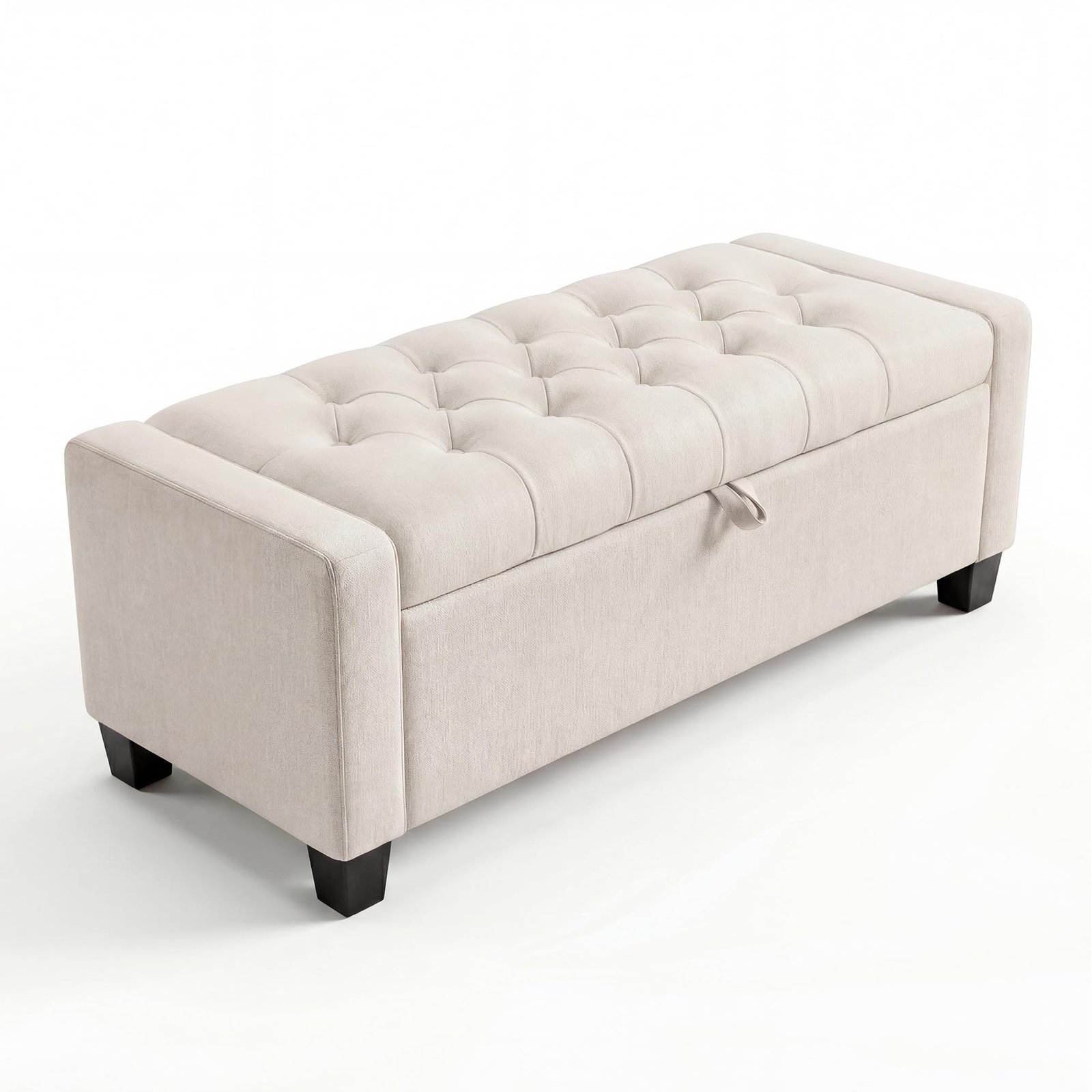 Image of 50.8" Storage Ottoman Bench, Tufted Upholstered End Of Bed Storage Bench, Entryway Bench Storage Chest With Safety Slow-close Hinge For Living Room