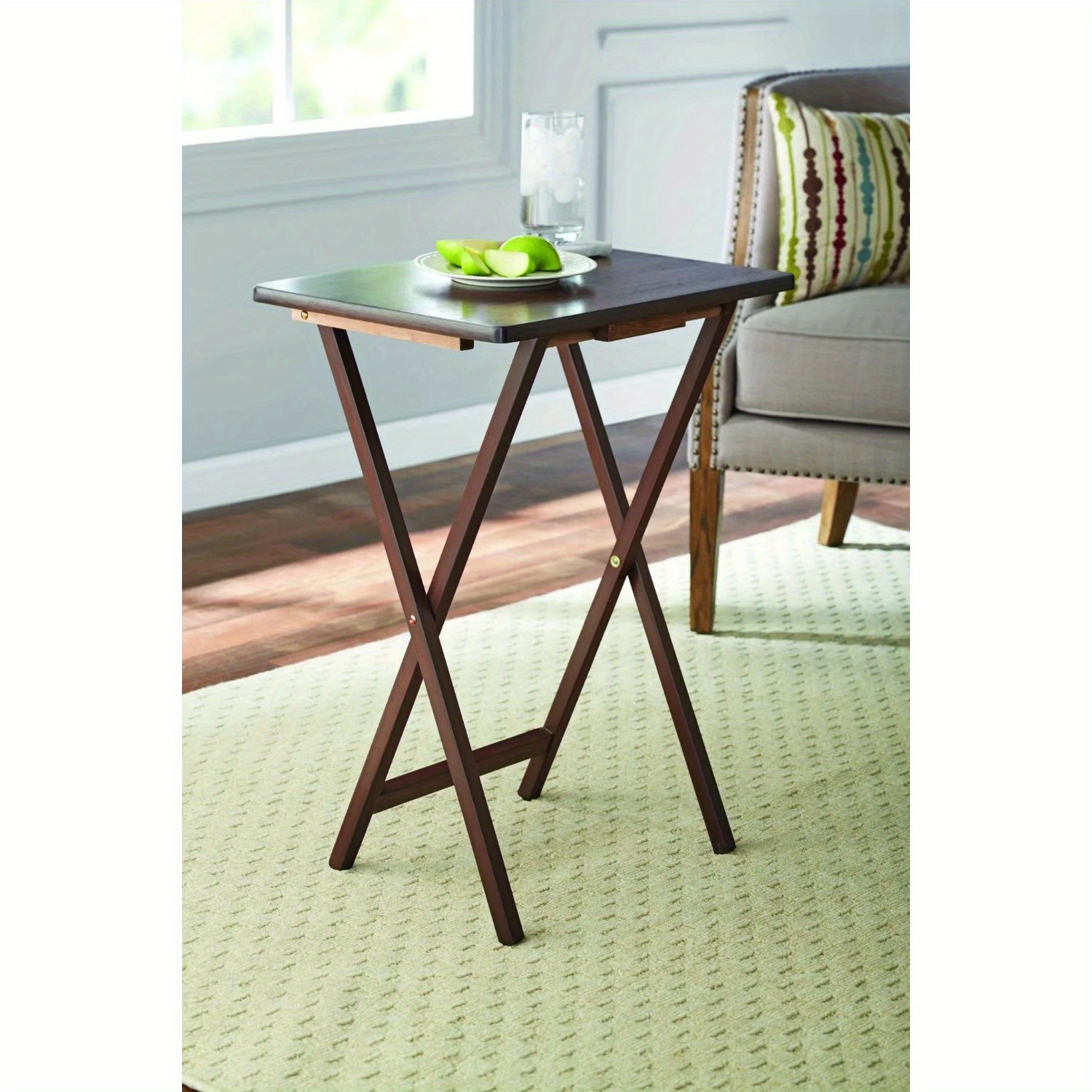 HOOBRO Folding TV Tray Table, TV Trays For Eating Set Of 4 With Stand, Folding TV Dinner Tables For Small Space, Easy Assembly, Space Saving, Stable And Durable, Rustic Brown And Black BF20BZP401