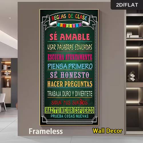 2d flat 2d flat printed art spanish classroom rules poster frameless motivational chart suitable for teachers middle and high school decor bilingual back to school supplies 2d flat