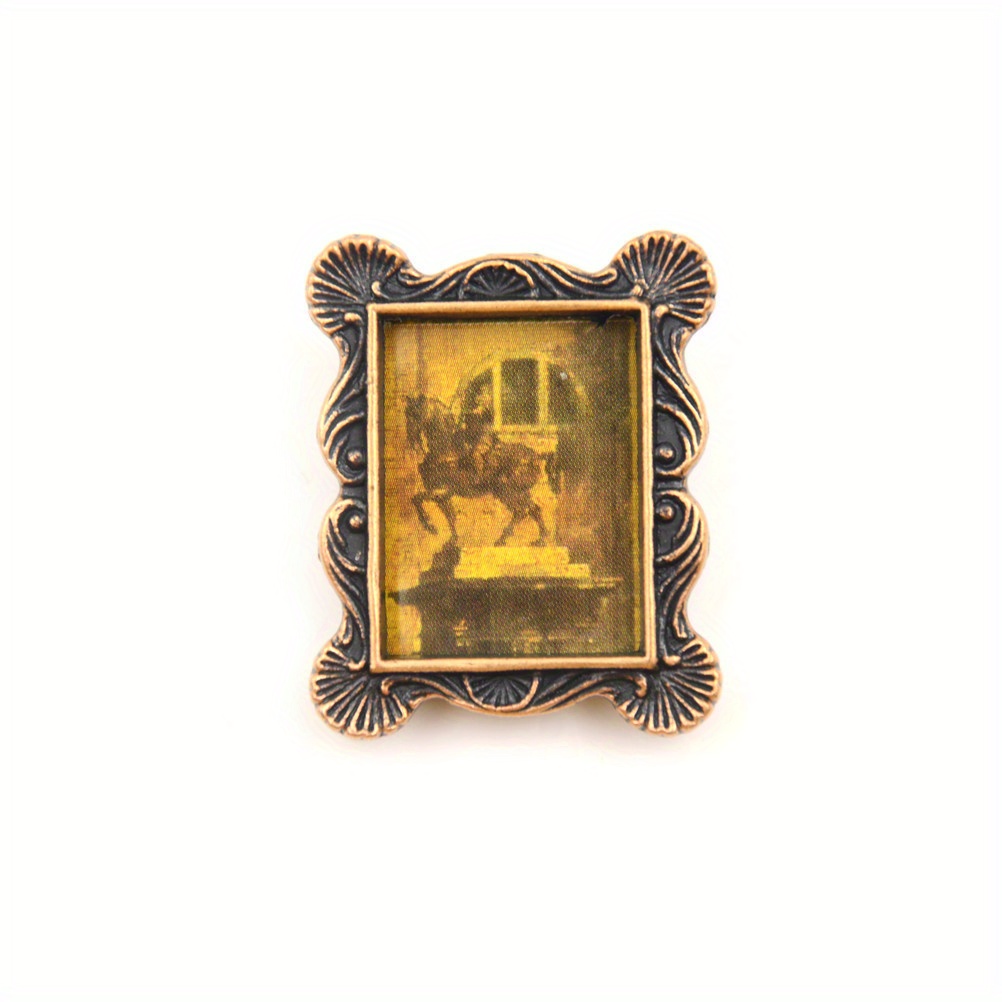 Mini Cuadro De Óleo Para Casa De Muñecas – Escala 1:12, Marco Dorado De Resina De 7.7x6.5 Cm, Accesorio Decorativo De Pared Para Casitas Miniatura Y Proyectos De Manualidades