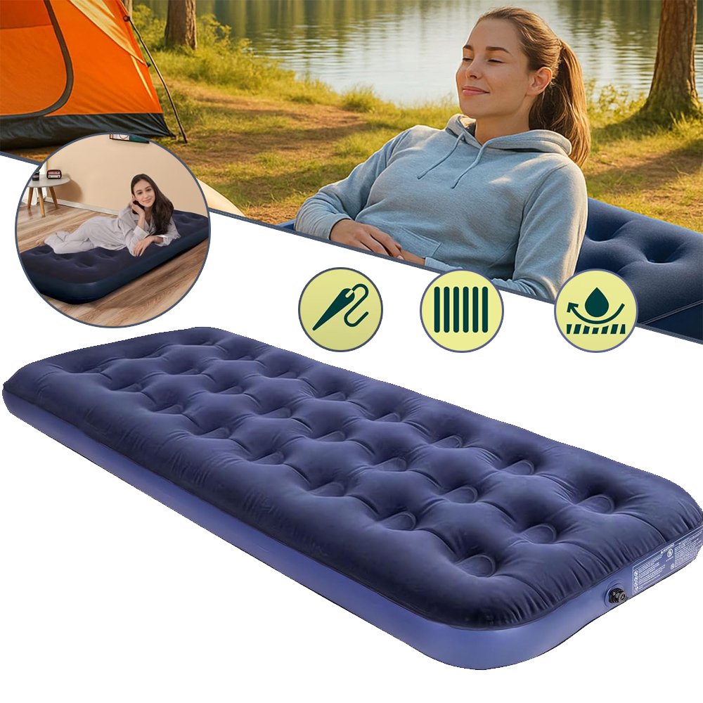 Image of Camping Air Mattress Inflatable Air Bed Travel Bed Sleeping Pad Air Bed For Outdoor Camping Tent Guest Traveling