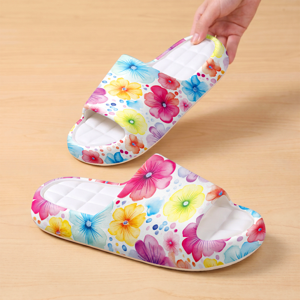 TEMU Summer Colorful Floral Slippers, Women's Summer Slippers, Soft-soled Slippers, Suitable For Home Bathing, Staying At Home, And Entertaining