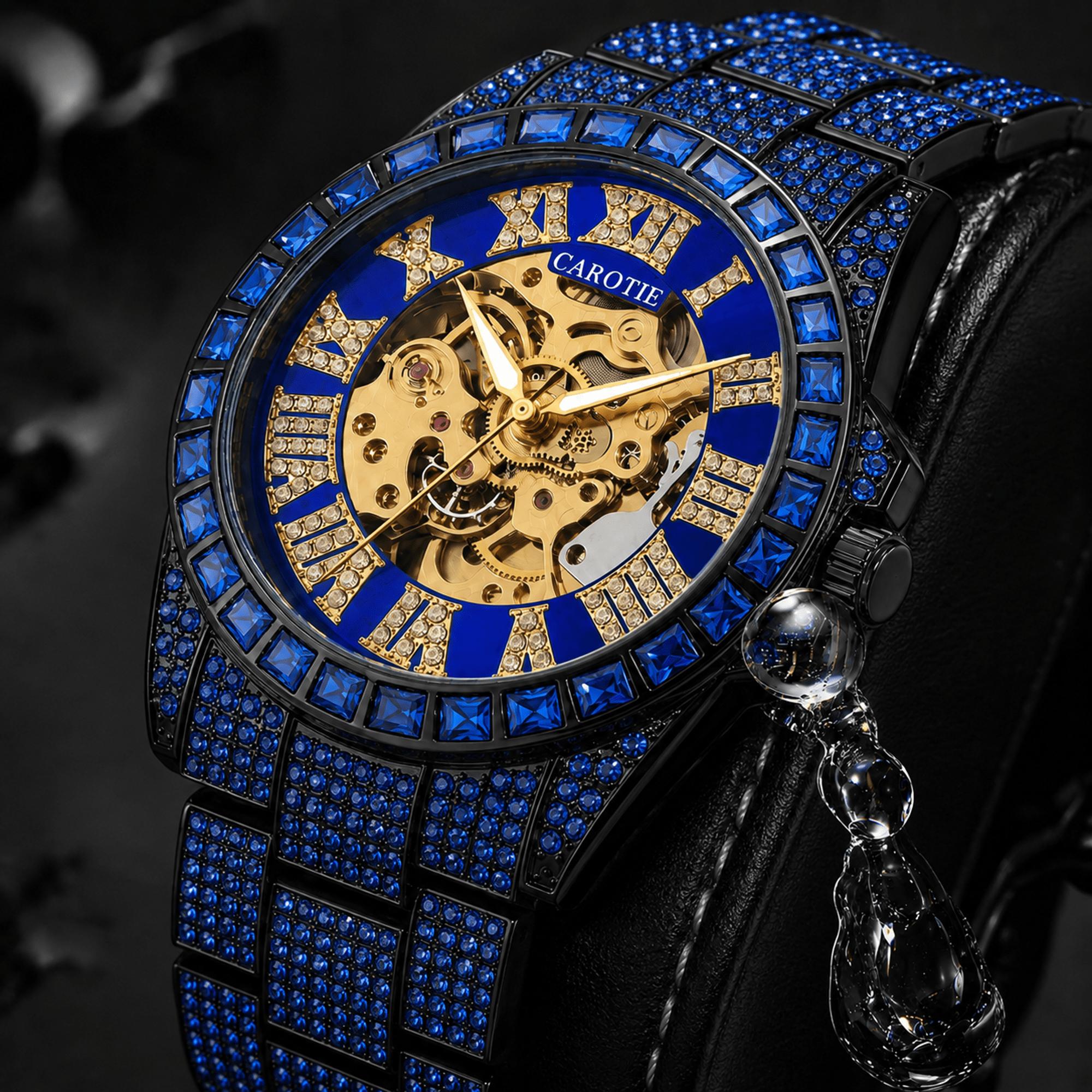 Image of Men Mechanical Wrist Watch, Hollow Out Movement Dial, Roman Marking, Wrist Accessory For Party And Formal Occasions