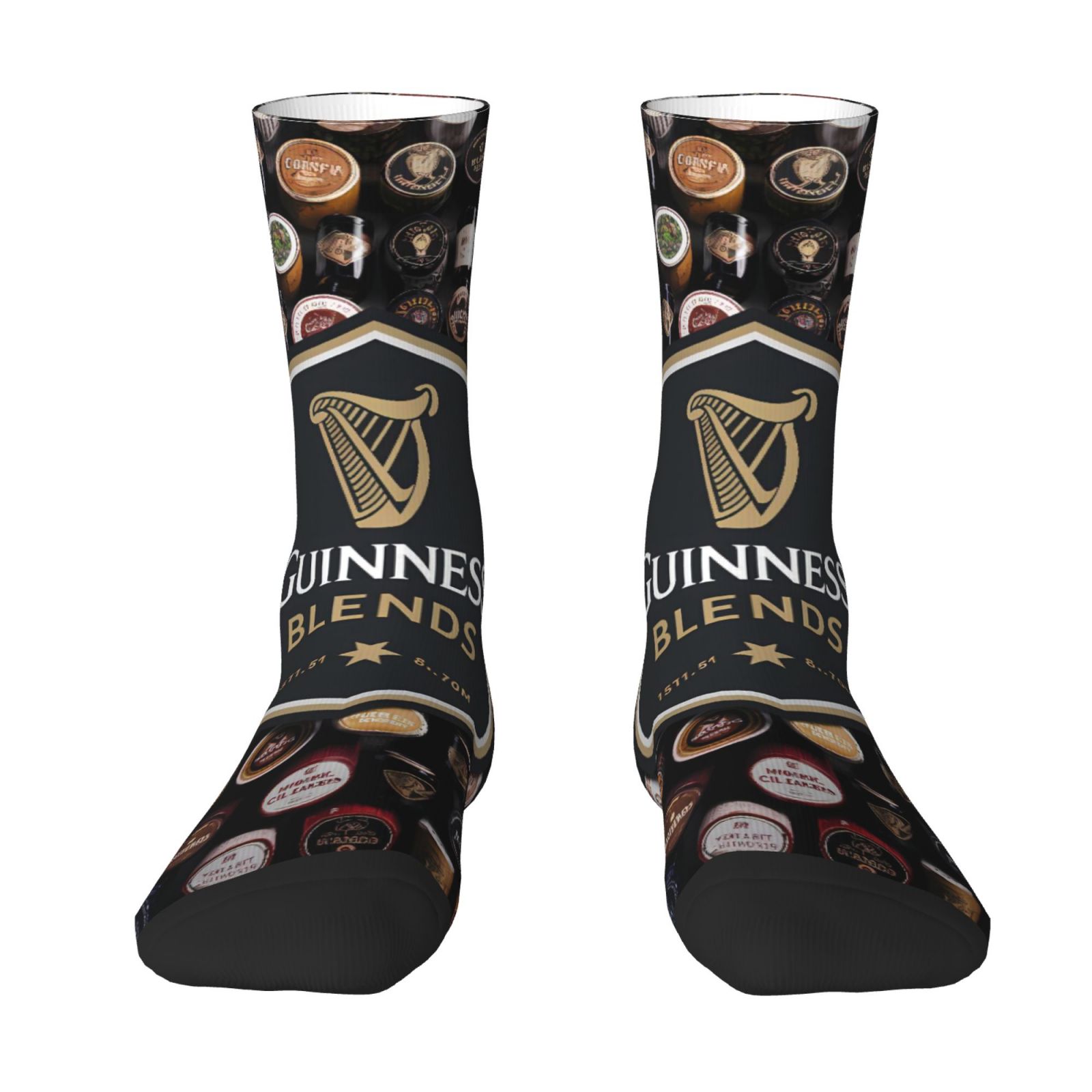 TEMU 1 Pair Novelty Men' Socks, Irish Craft Beer Style Vintage Bottle , Top For Sock Collectors, Ideal For Outdoor Leisure, Sports, And Gifts