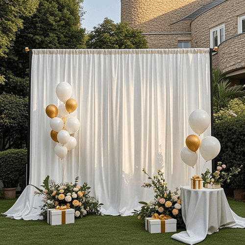 1pc white backdrop curtain party photo booth prop multi functional decorative item high end white satin wedding scene background gift exquisite christmas must have versatile photography backdrop durable decoration