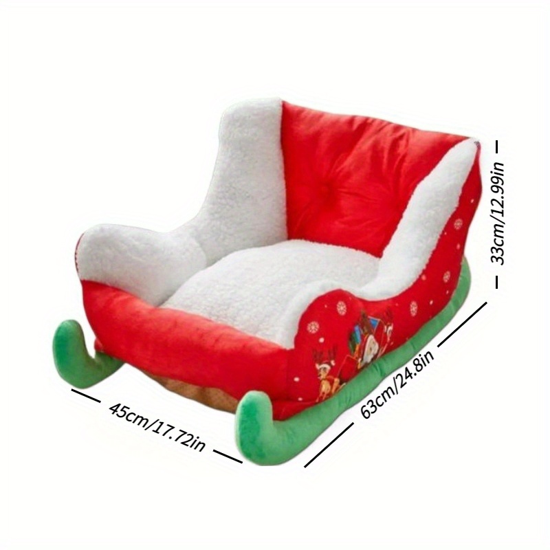 christmas sled cat bed removable washable pet bed with soft plush lining durable polyester   for cats small dogs holiday   with santa hat festive patterns cozy indoor outdoor use cat bed for indoor   pet bed christmas theme   bed Product details 0