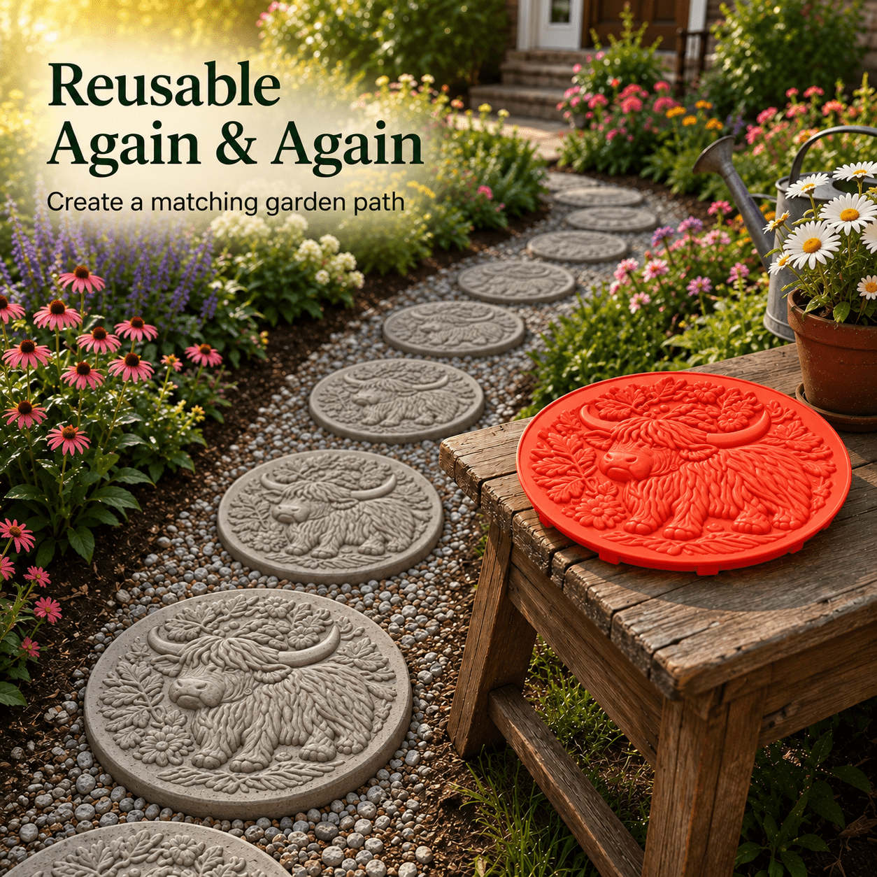 TEMU 1pc Reusable Hoof Stepping Stone Mold - Concrete Pathway And Fall Decoration
