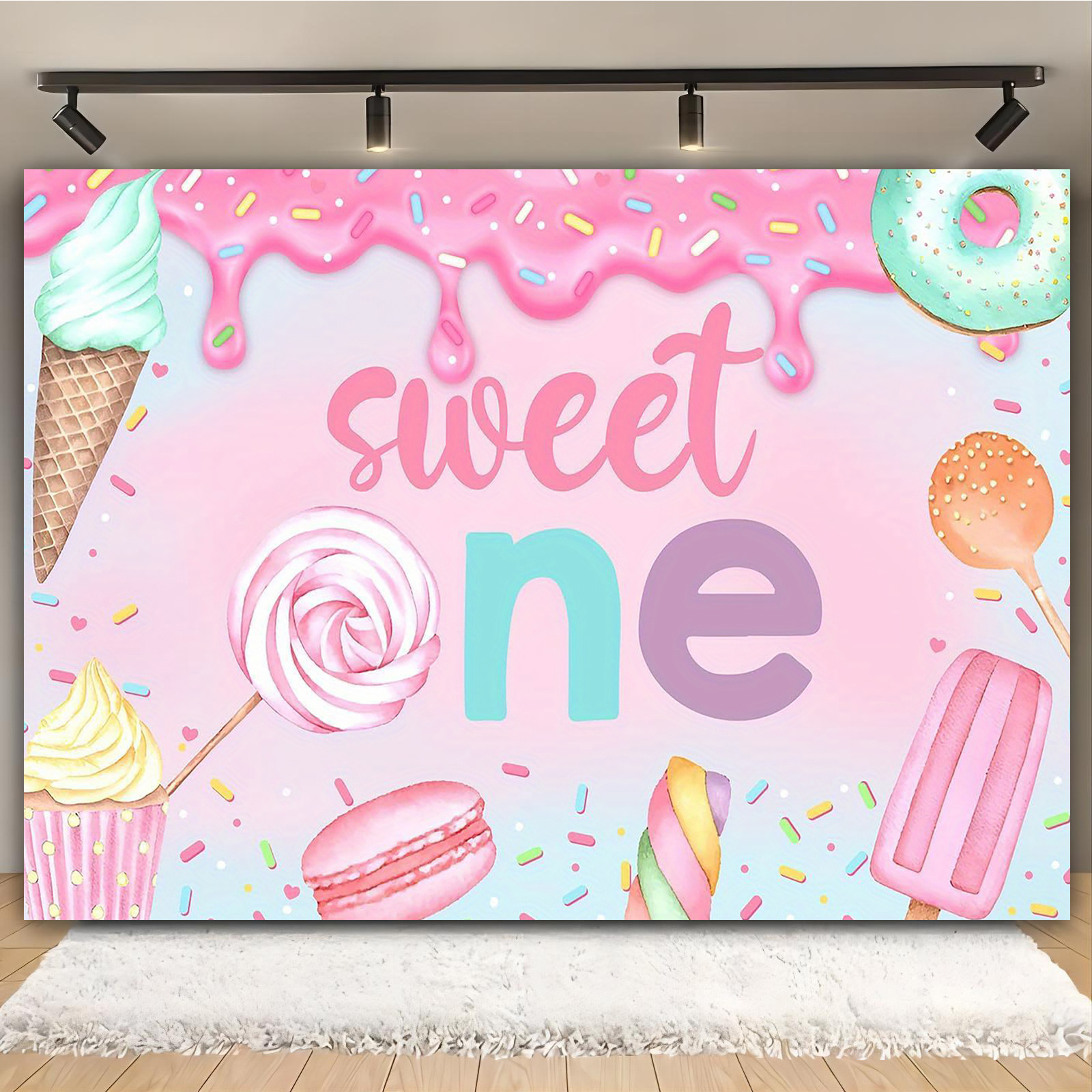 

Sweet Birthday Banner - Theme, Vinyl Backdrop With Donut & , Reusable Photo Background, No Power Needed, Anniversaries, Weddings, - 39x59" .8x90.5