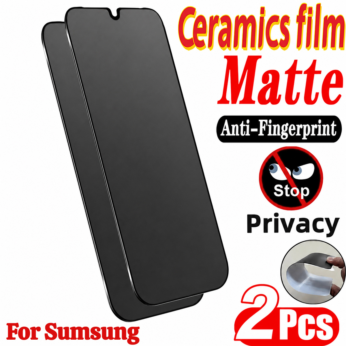 TEMU 2-pack Full Coverage Matte Privacy Ceramic Screen Protector, Suitable For Galaxy A17/a27/a37/a57/a56/a16/a15/a14/a13/a32/a22 Series, Flexible