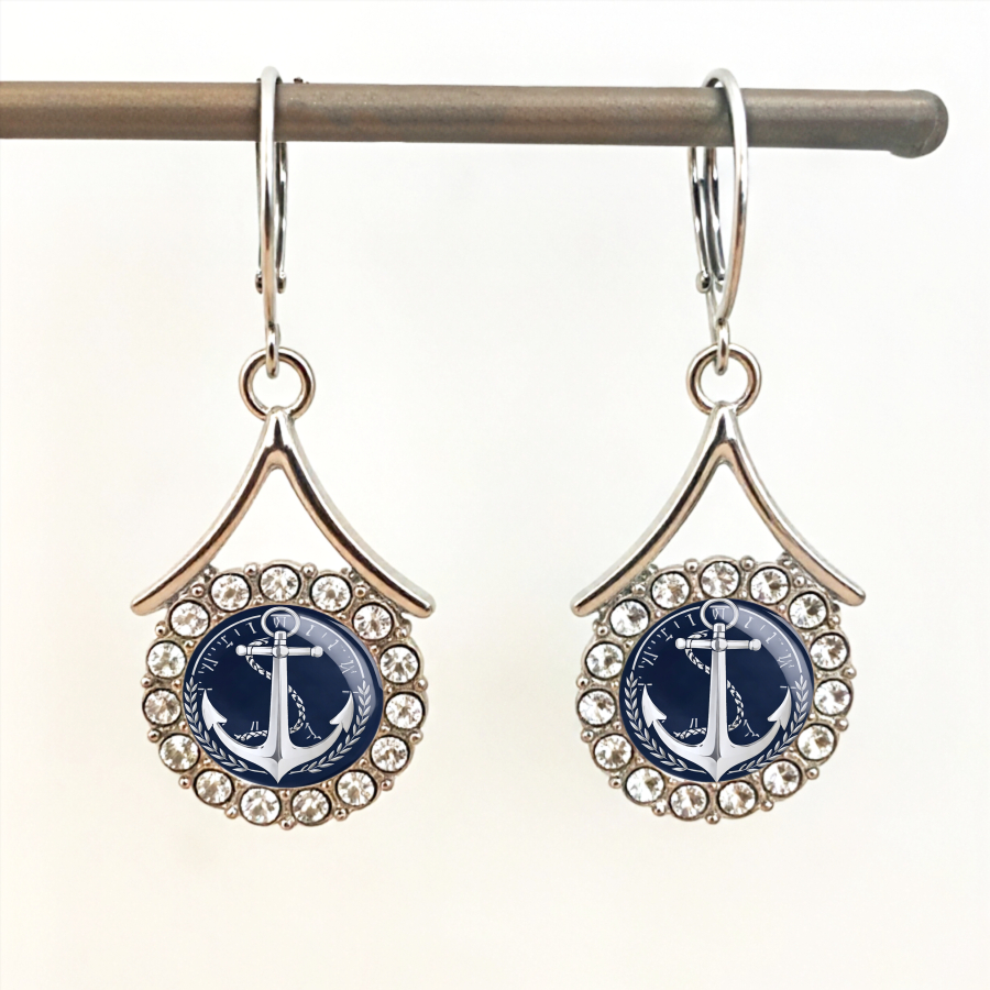 TEMU 2pcs Boucles d'Oreilles Boucles d'Oreilles Nautiques Boucles d'Oreilles Marines Boucles d'Oreilles de Marin Boucles d'Oreilles Circulaires