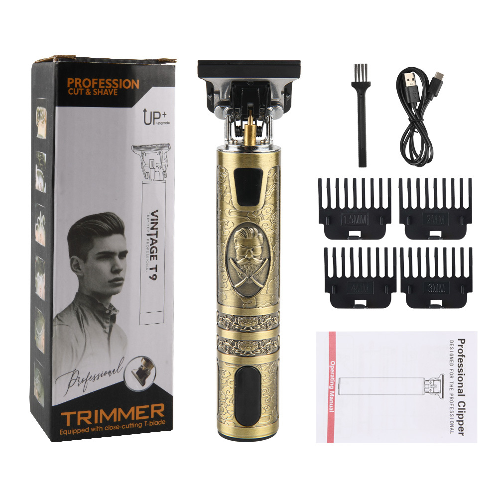 Vintage Hair Trimmer, Usb Rechargeable Cordless Barber Clipper, Professional Electric Beard Trimmer With Guide Combs For Men
