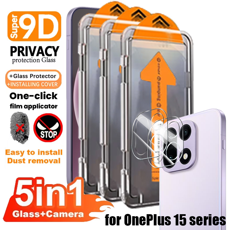TEMU 3pcs Privacy Screen Protector And 2pcs Camera Lens Protector Compatible With Oneplus 12/13/15/nord 3/4/5/ce3/ce5, Featuring A 9h Hardness