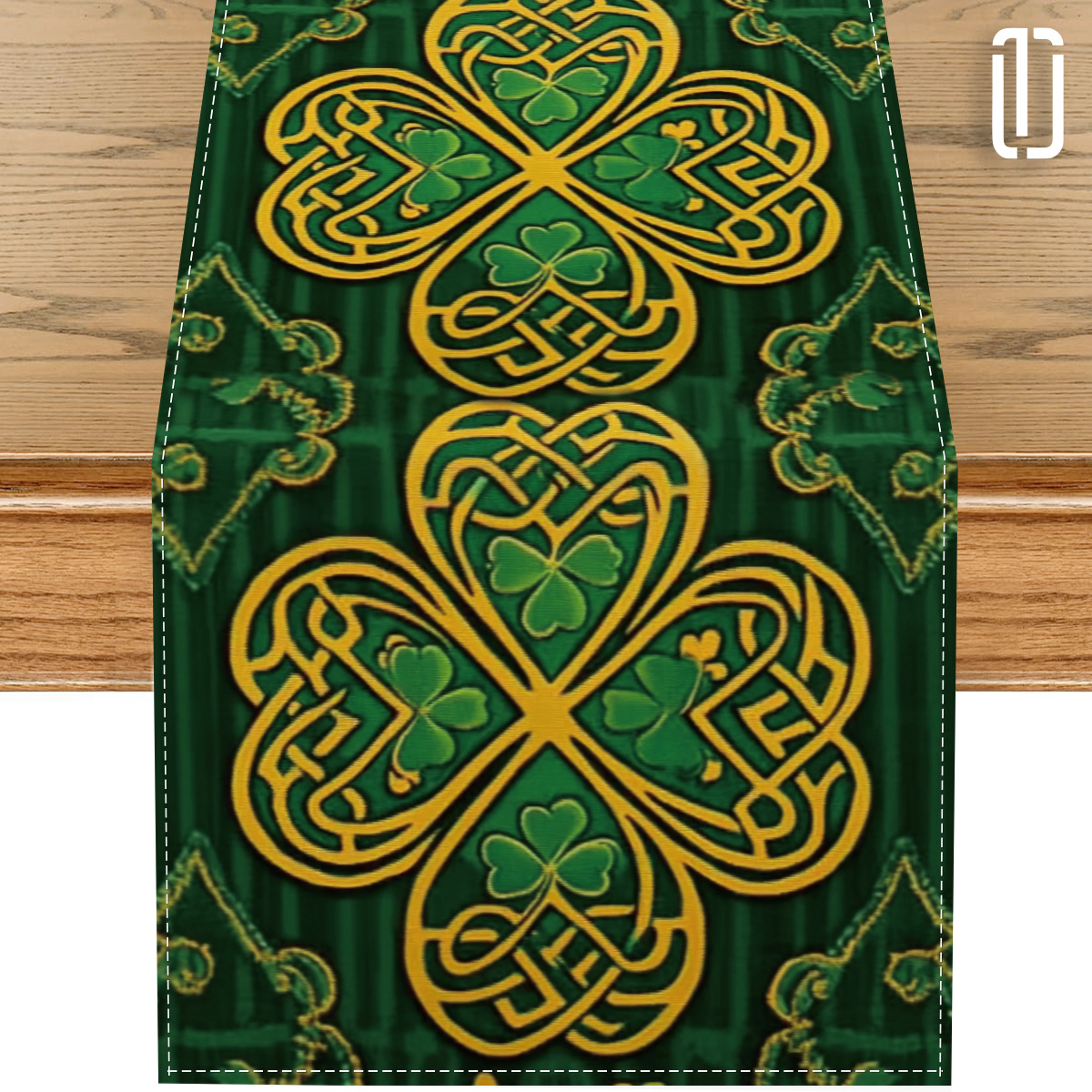 

1pc Shamrocks 's Day Table Runner, Polyester Woven Rectangle Table Runner For Home Party Decor, 13x72 Inch