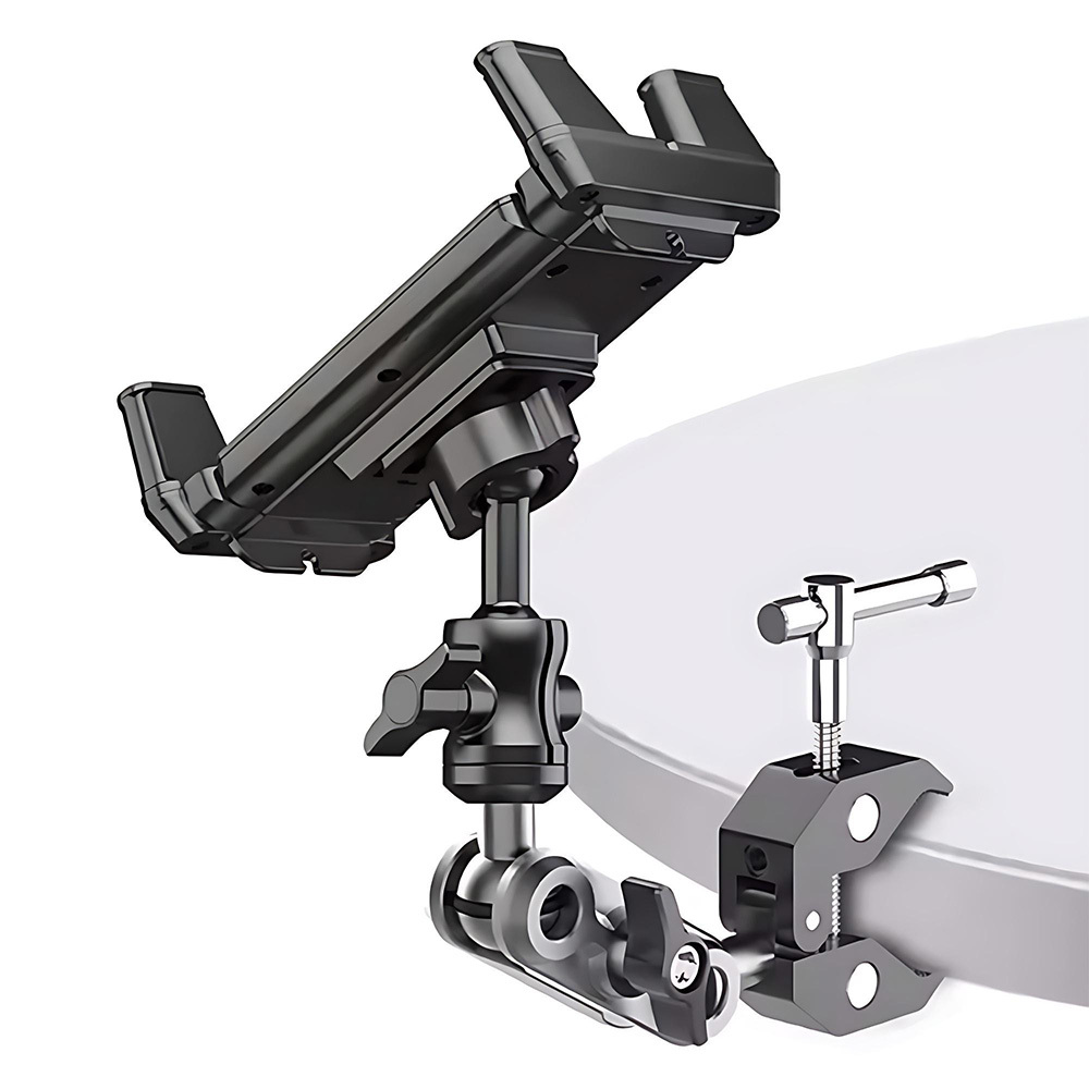 Image of 1 Set Aluminium Alloy Crab Claw Tablet Stand 360° Rotating Black For Microphone Home Gym