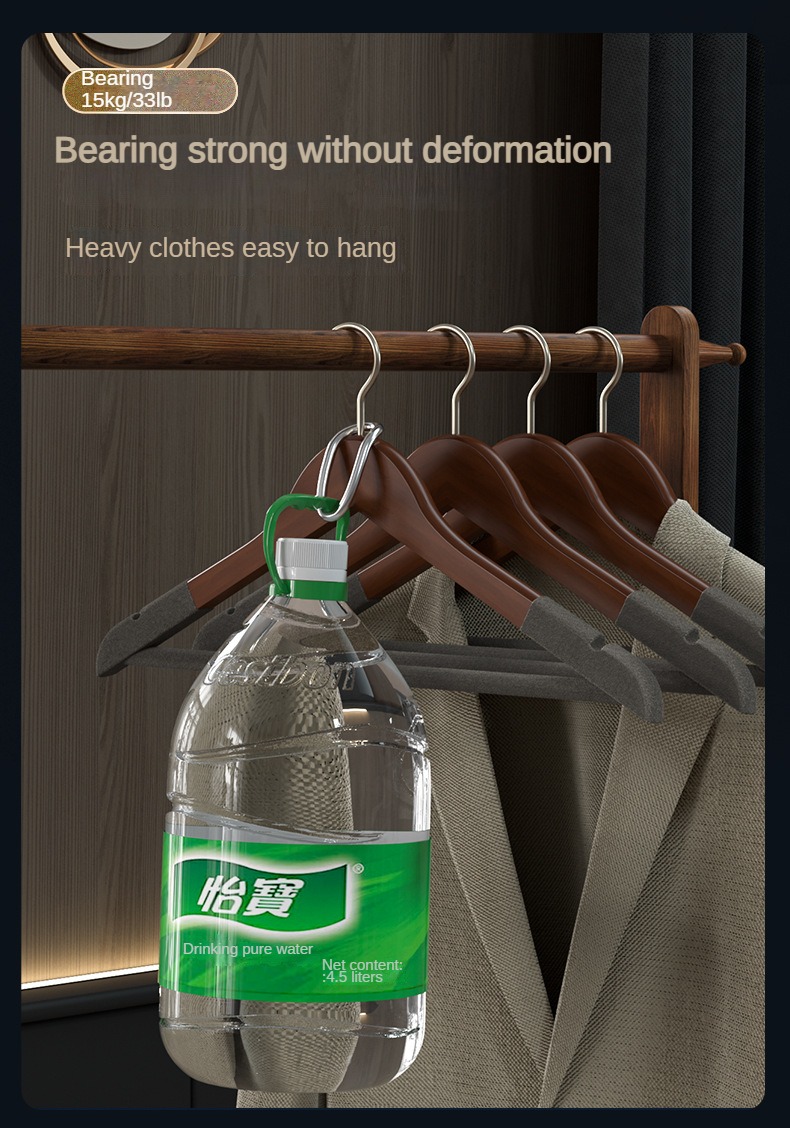 8 High-Quality Velvet Wooden Hangers Made of Maple, Designed for Men'S Suits - Non-Slip Hangers - Luxurious Natural Wood And Velvet Hangers for Hanging Pants, Suits, Dresses, And Skirts - Featuring Non-Slip Chrome Hooks, Shoulder Notches