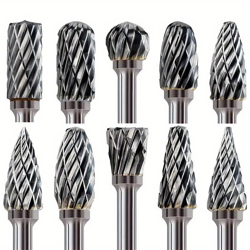 10pcs router bit set single flute rotary cutting bits for grinding polishing and carving wood metal stone and tile suitable for electric tools and drills durable woodworking and grinding cutters multi purpose design