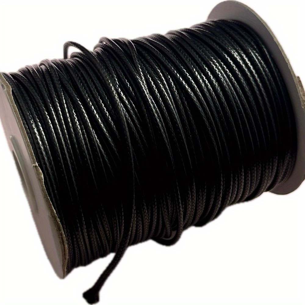 E-shop 150 Yards - 80 Yards/Rolle Schwarzes PU-Leder Wachsseil Halskette Seil DIY Schmuck Handgefertigte Perlen Geflochtenes Seil Wachsfaden Armband