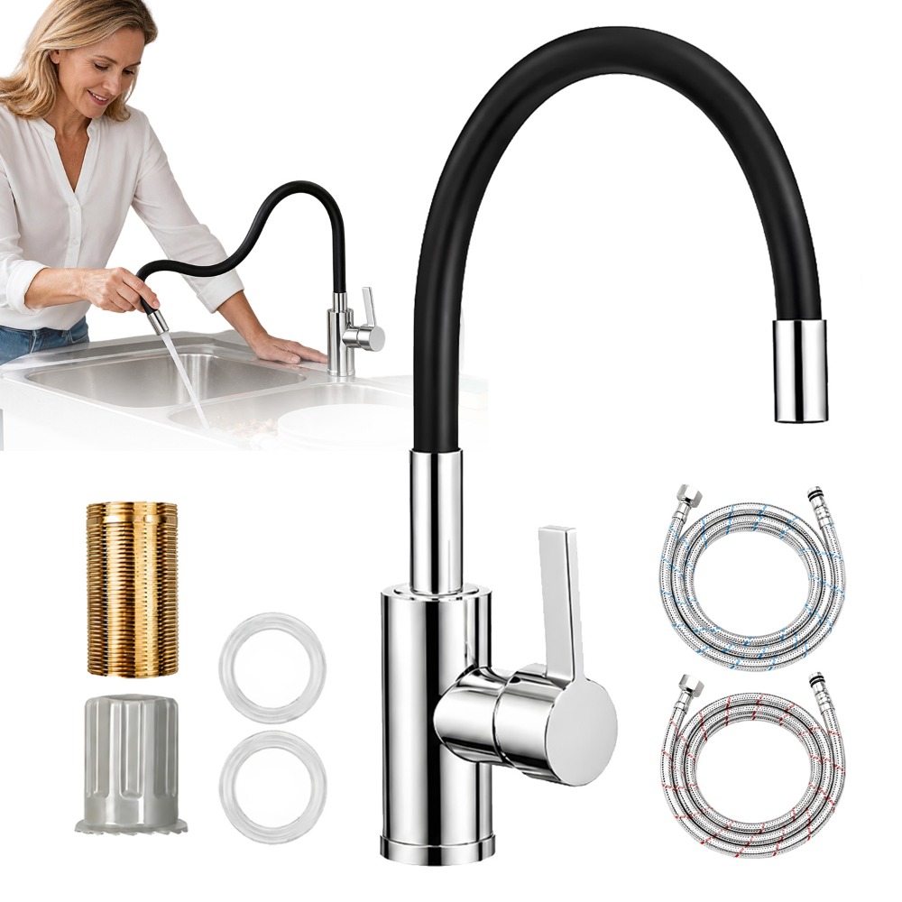 Image of Faucet Aerator With Flexible Hose Extender - Honeycomb Design, Adjustable Flow, Universal Fit For Kitchen & Bathroom Sinks, Water-saving Accessory