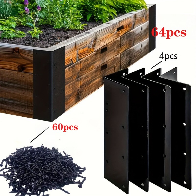 64pcs 4 Angle Irons+60 Screws Heavy L-shaped Bracket 160mm, 90-degree Angle Brace, Thick Metal Angle Brace, Used Of Furniture, Shelves, Fences And Bedsteads.