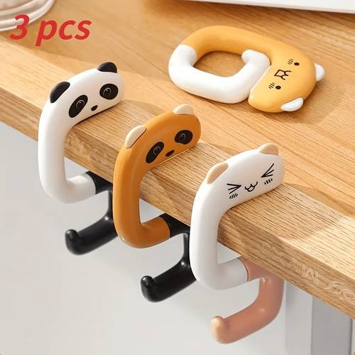 3pcs random pattern travel portable cute handbag hook hung on any desktop with elastic handle ladies fashion style hand washable
