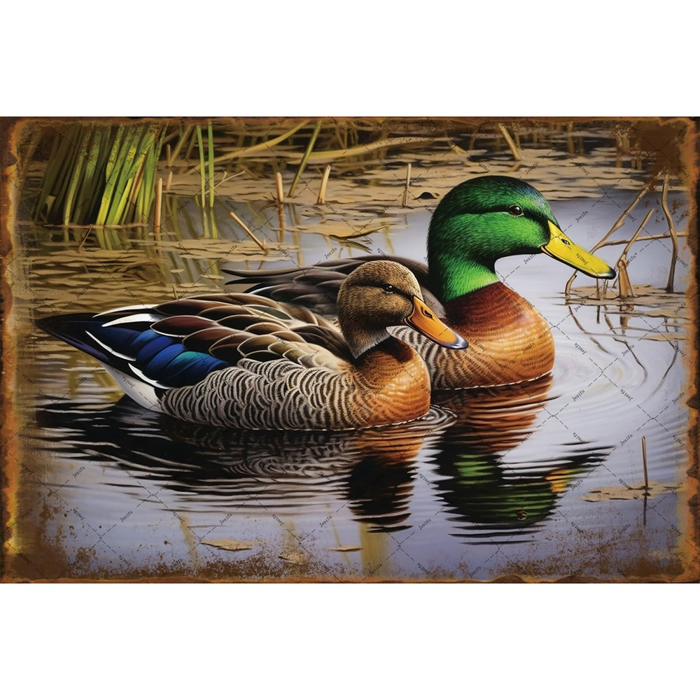 TEMU 2 Swimming, Metal Tin Logo, And Animals, Tin Logo, Duck Tin Logo, Outdoor Indoor, , Bedroom