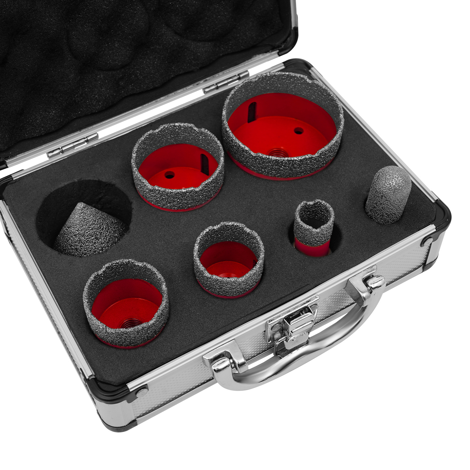 Red 7pcs Diamond Drill Bit Set, Glass Set, Tile And Ceramic Drill Bits, Glass And Jade Reamer, Concrete Drill Bits For Cordless Drills, High-hardness Drill Bit Set