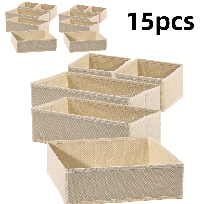 15pcs collapsible fabric storage box with lid foldable cloth basket bin suitable for underwear bras socks lingerie organizer space saving foldable organizer for dresser drawer closet easy assembly no tools required canvas material
