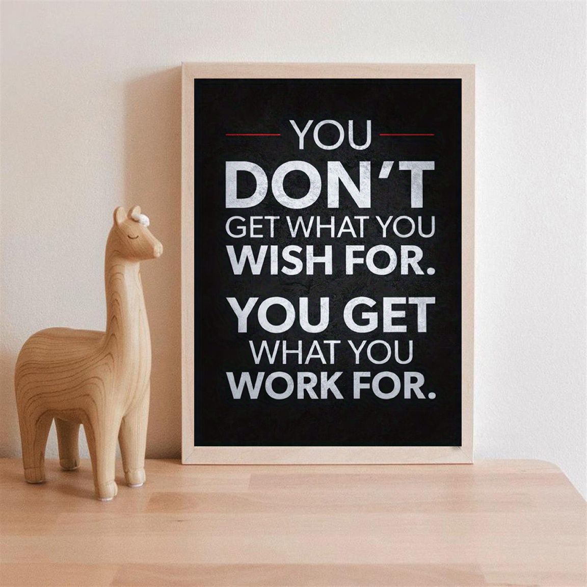 2D Flat, Inspirational Quote Canvas Wall Art - 'What You Get Is Not What You Hope for, but What You Strive for' - Frameless Motivational Poster, Suitable for Office and Living Room Decor, Perfect Room Decoration 8inx12in 12inx16in 16inx20in 18inx24in
