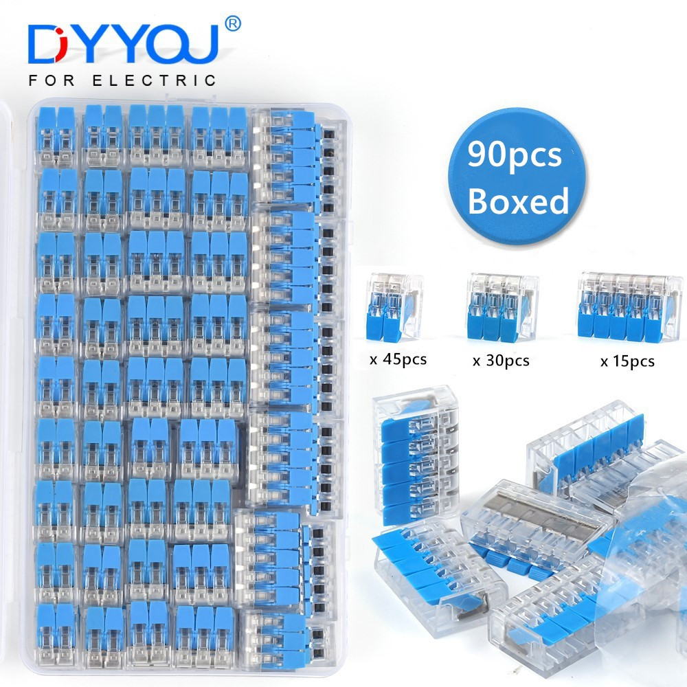 

90pcs Blue Quick Connect Terminal Kit With Storage Box - Includes 45 Dual, 35 Triple & 15 For