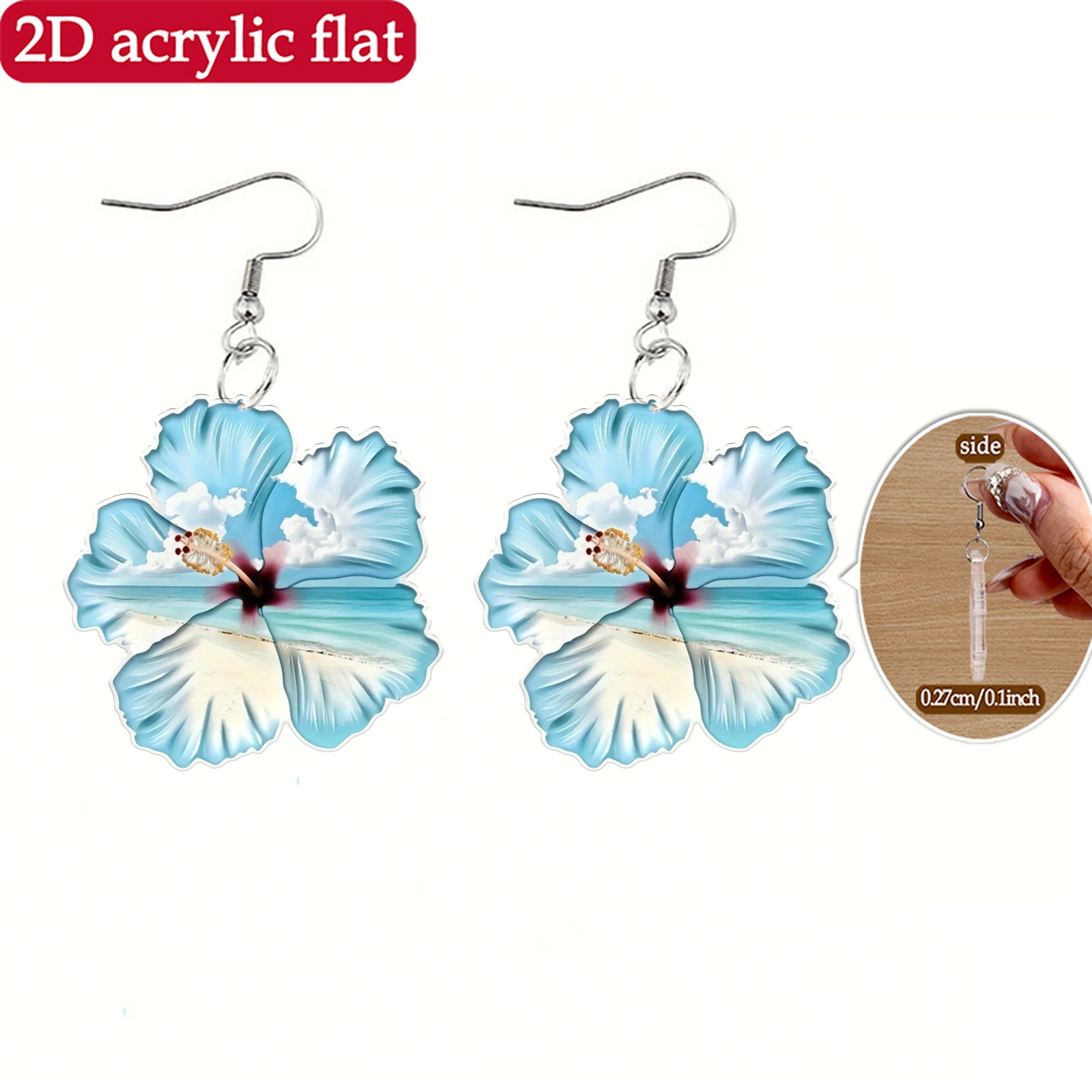 Women's Artistic Hibiscus Flower Design Acrylic Earrings