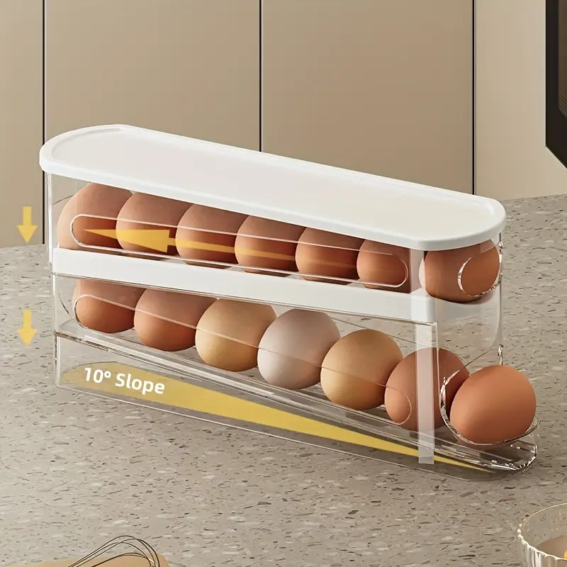 space saving automatic storage rack for refrigerator large capacity 1 2 3 layers durable pp material with multiple compartments for ideal for home and commercial use refrigerator organizer modern kitchen accessory durable plastic rack egg holder for refrigerator Product details 2